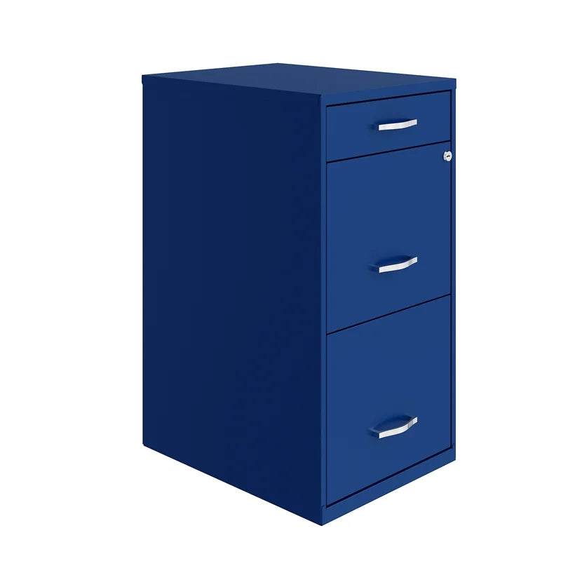 18" 3-Drawer Metal File Cabinet in Blue O453