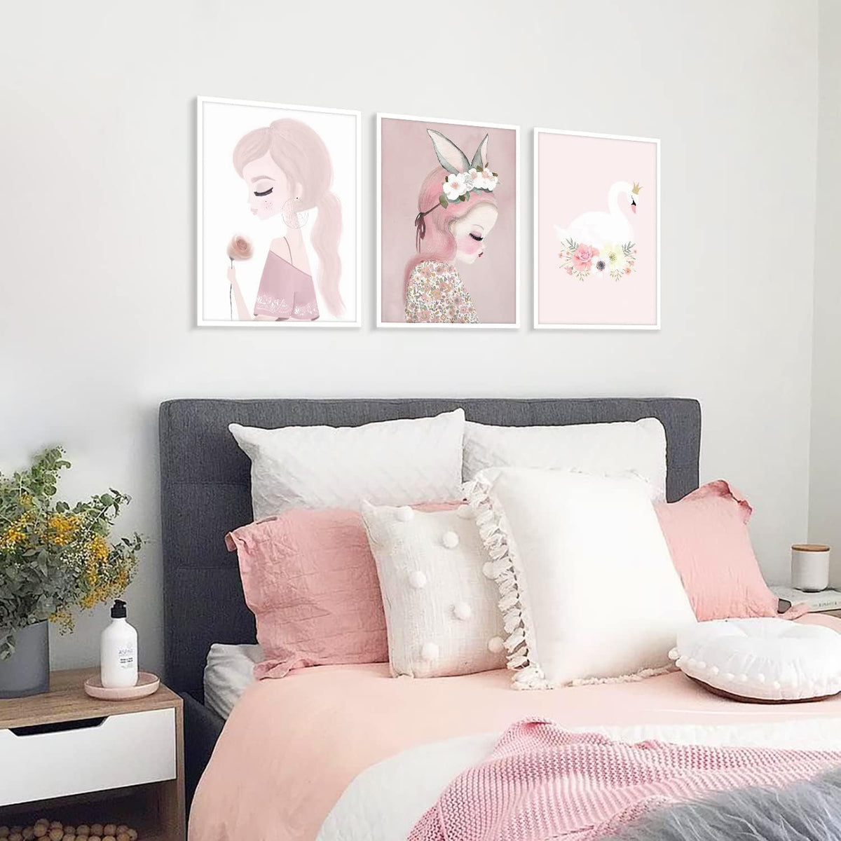 Pink Framed Canvas Wall Decor 12x16x3PCS T834252