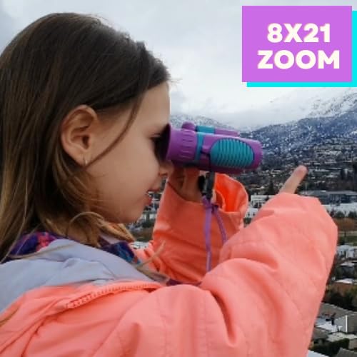 8x21 Pink Compact Kids Binoculars Set with Neck Strap C5272