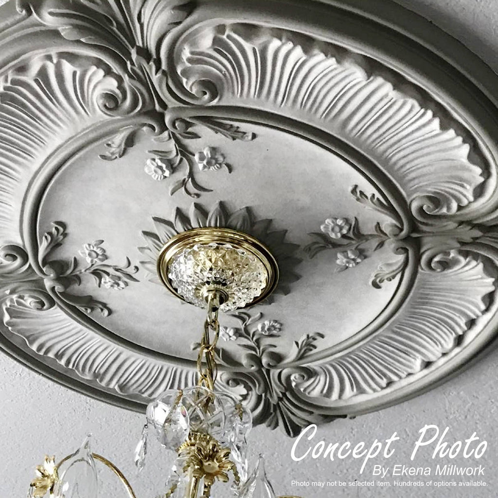 19 7/8 inch x 1 1/4 inch Hand-Painted Silver Ceiling Medallion M339