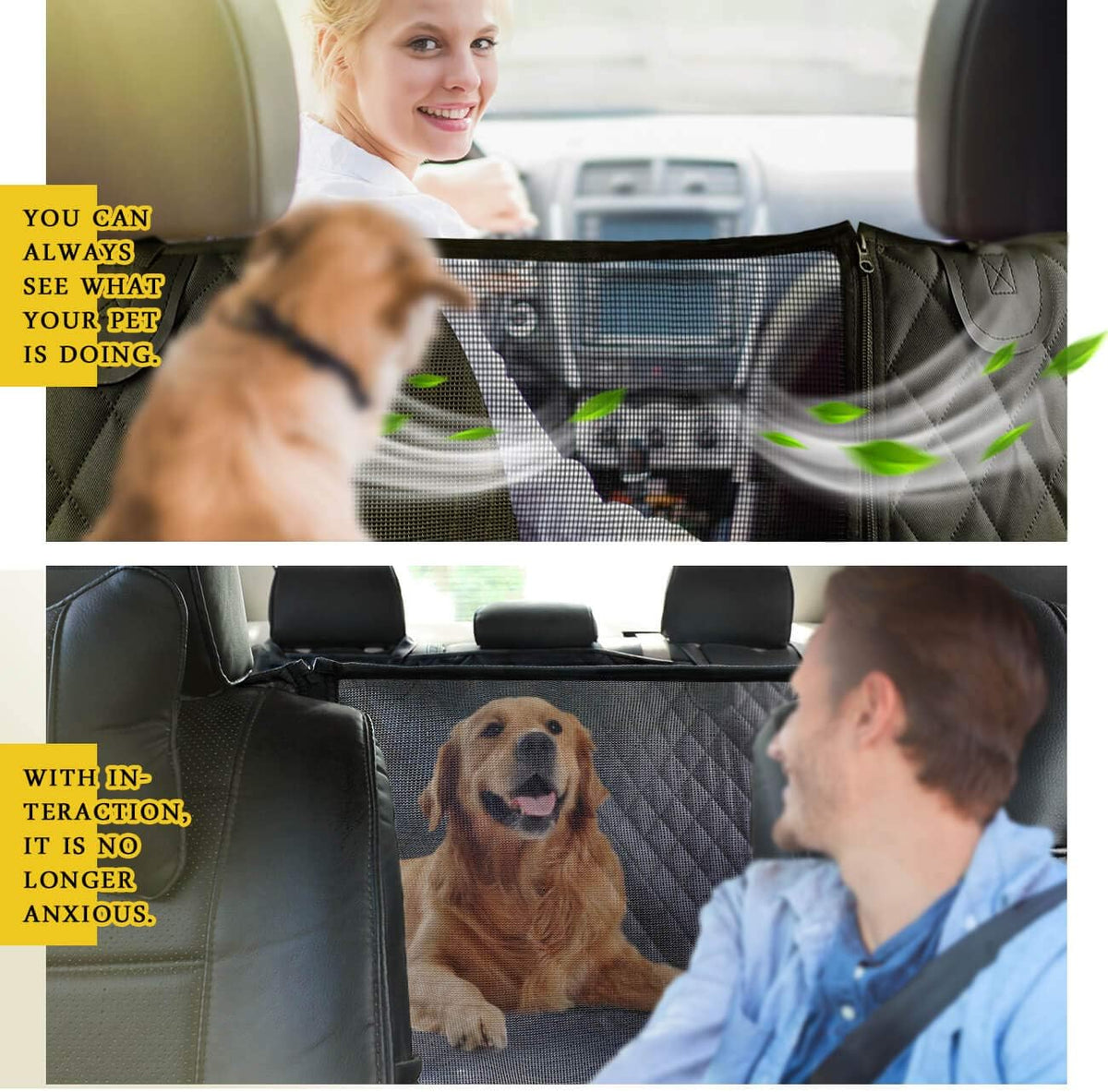 X-Large Pack of 2 Waterproof Dog Car Seat Cover with Mesh Window W38167