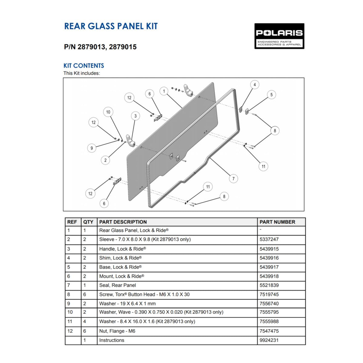 Lock & Ride Glass Rear Panel A5850