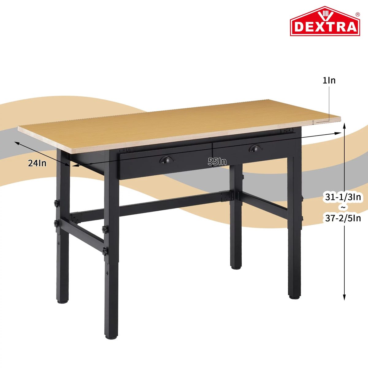 55'' Adjustable Work Bench with Power Outlets and Drawers P490111