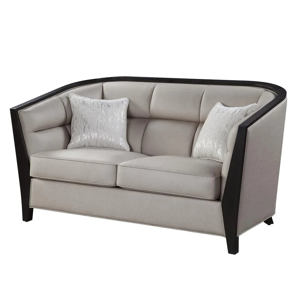 Beige Fabric Loveseat with 2 Pillows M613967
