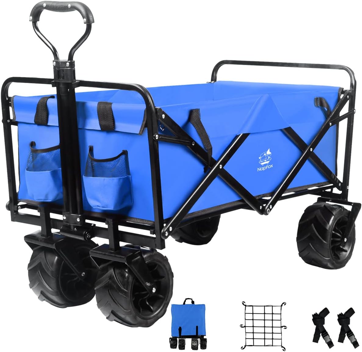 Black Heavy Duty Folding Utility Cart with Universal Wheels Adjustable Handle T391855