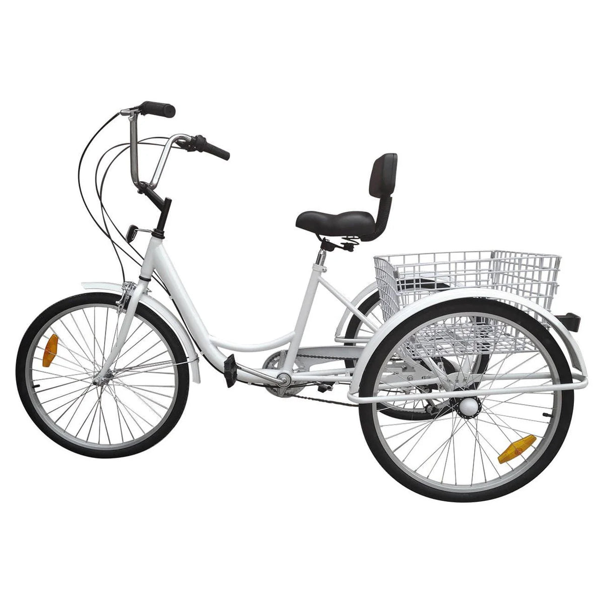 24 Inch 3-Wheel Tricycle with Basket White/Yellow W8022