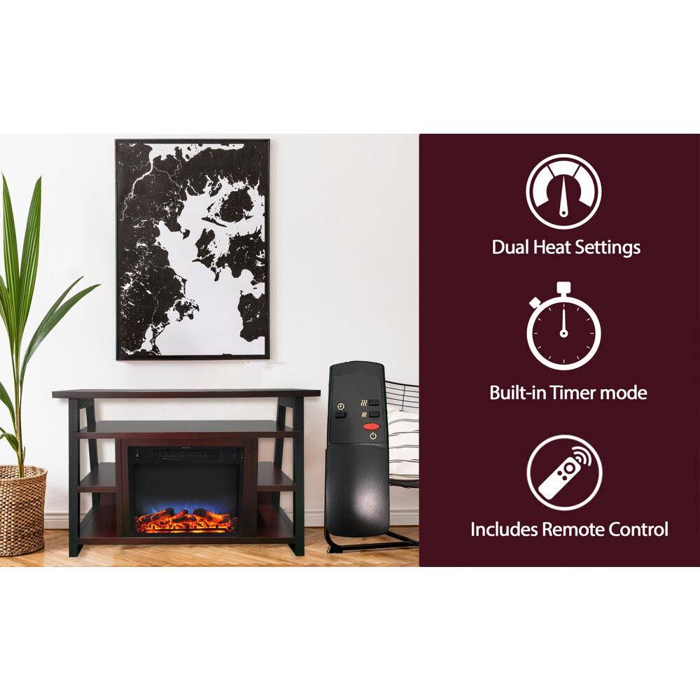 White Electric Fireplace Mantel with LED Flame Y399
