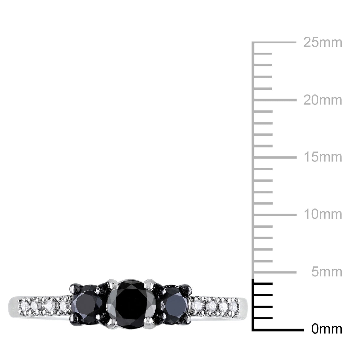 Black and White Diamond Sterling Silver 3-Stone Engagement Ring Z562