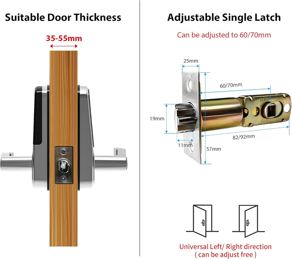 Fingerprint Door Lock with Bluetooth App Code Key and IC Card J1504