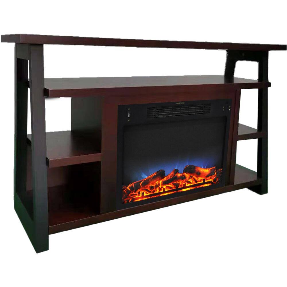 White Electric Fireplace Mantel with LED Flame Y399