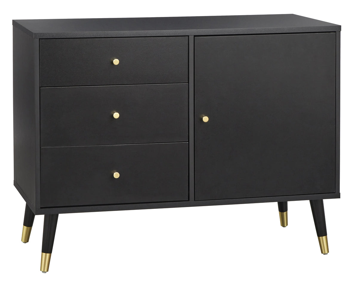 Black Mid Century Modern Dining Sideboard Buffet C3238