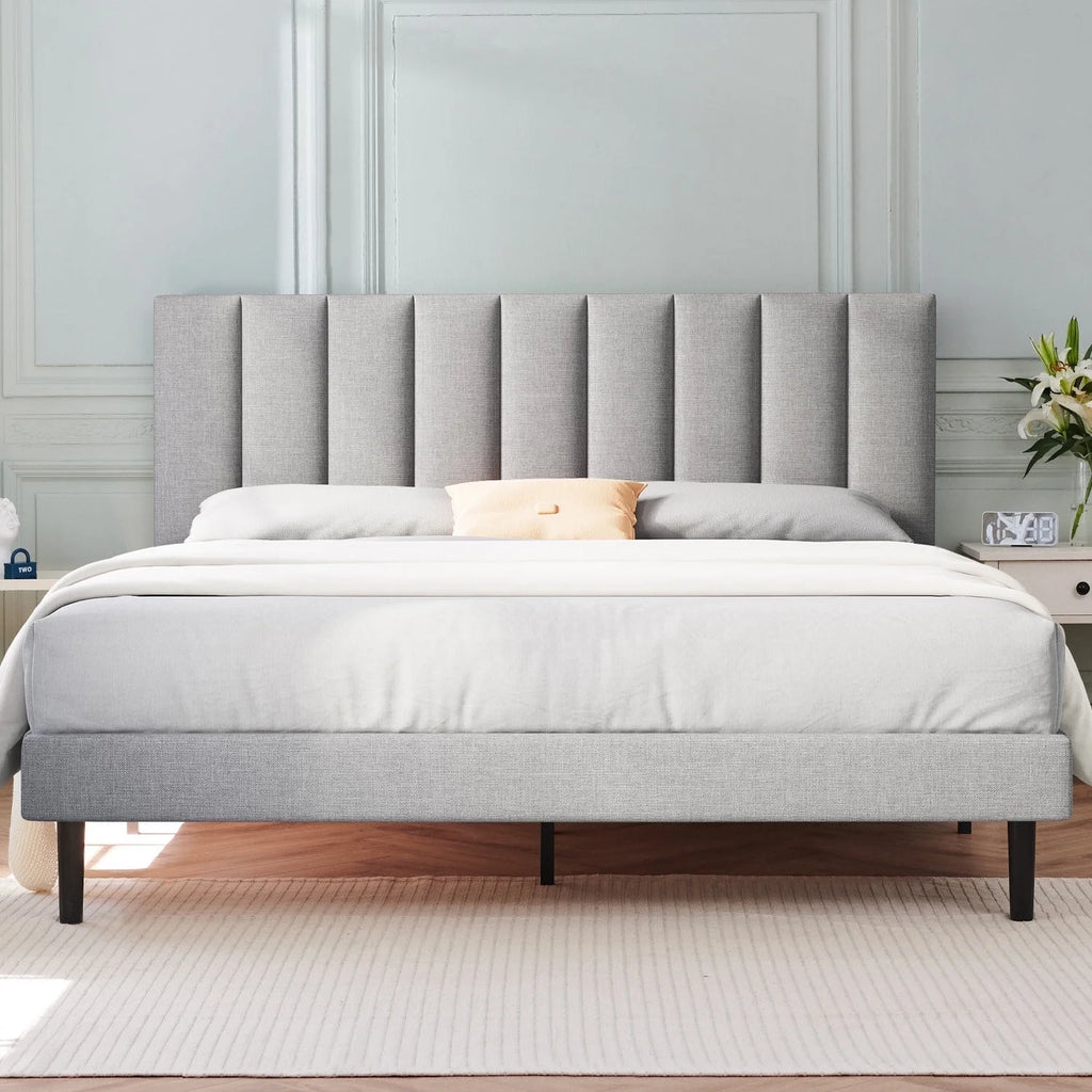 Queen Upholstered Platform Bed Frame with Headboard H1416