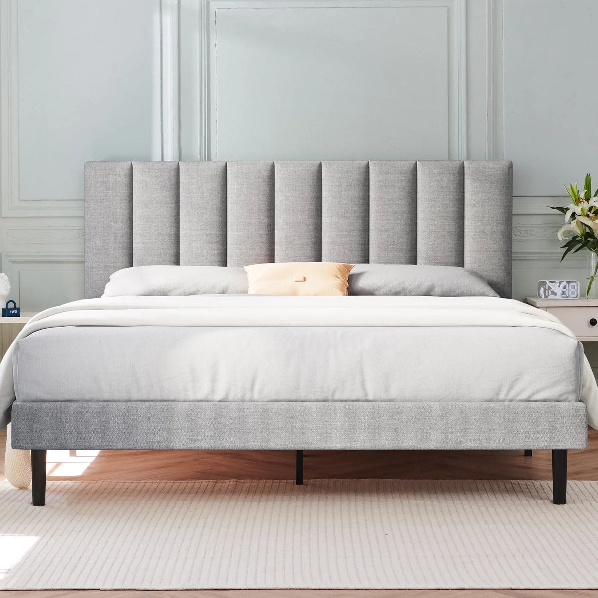 Queen Upholstered Platform Bed Frame with Headboard H1416