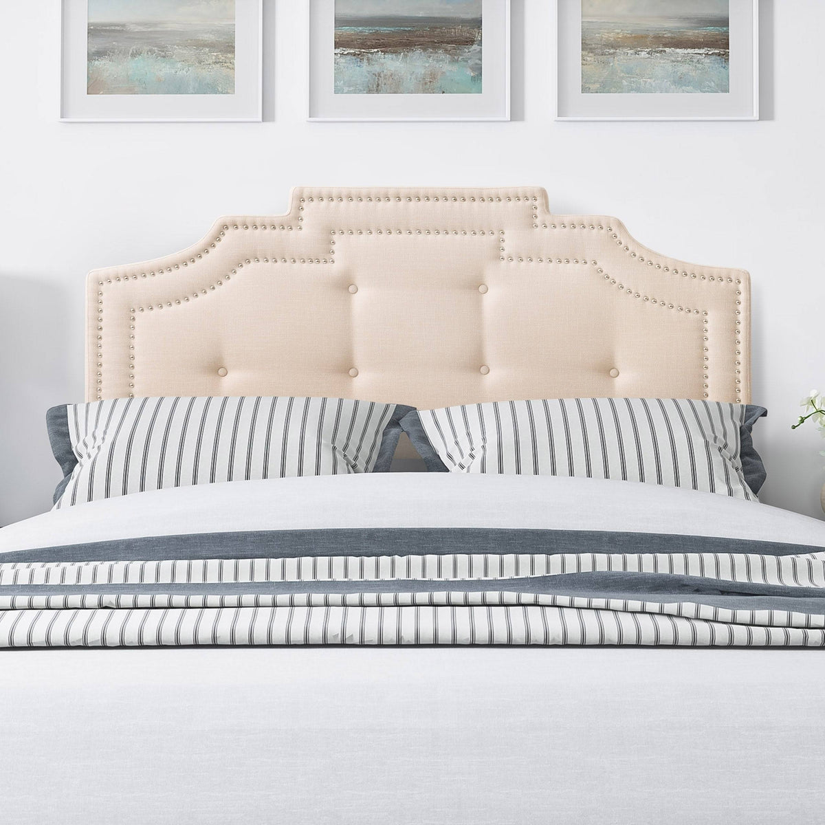 Navy Blue Button Tufted Headboard J867