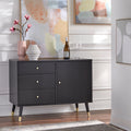 Black Mid Century Modern Dining Sideboard Buffet C3238