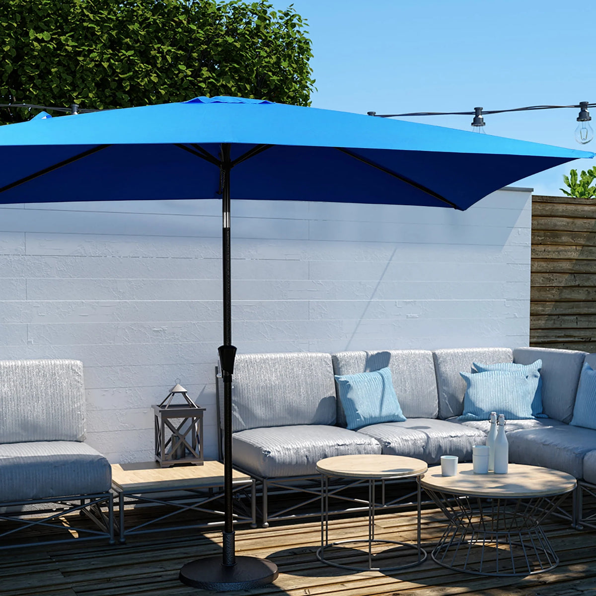 6.5' x 10' Rectangular Beige Patio Umbrella M99300