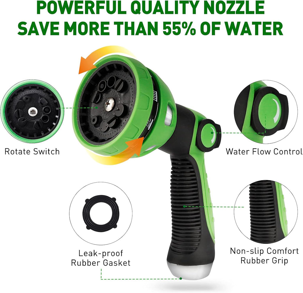 100 ft Expandable Garden Hose with 10 Function Sprayer, Solid Brass Fittings, Triple Latex Core, Pack of 2 X338041