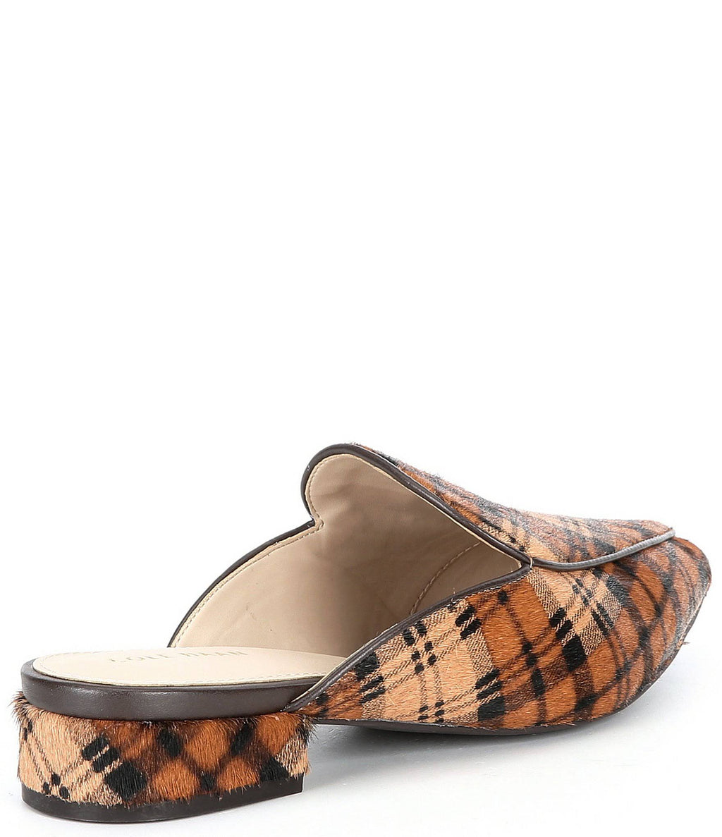 Plaid Print Calf Hair Mules O771281