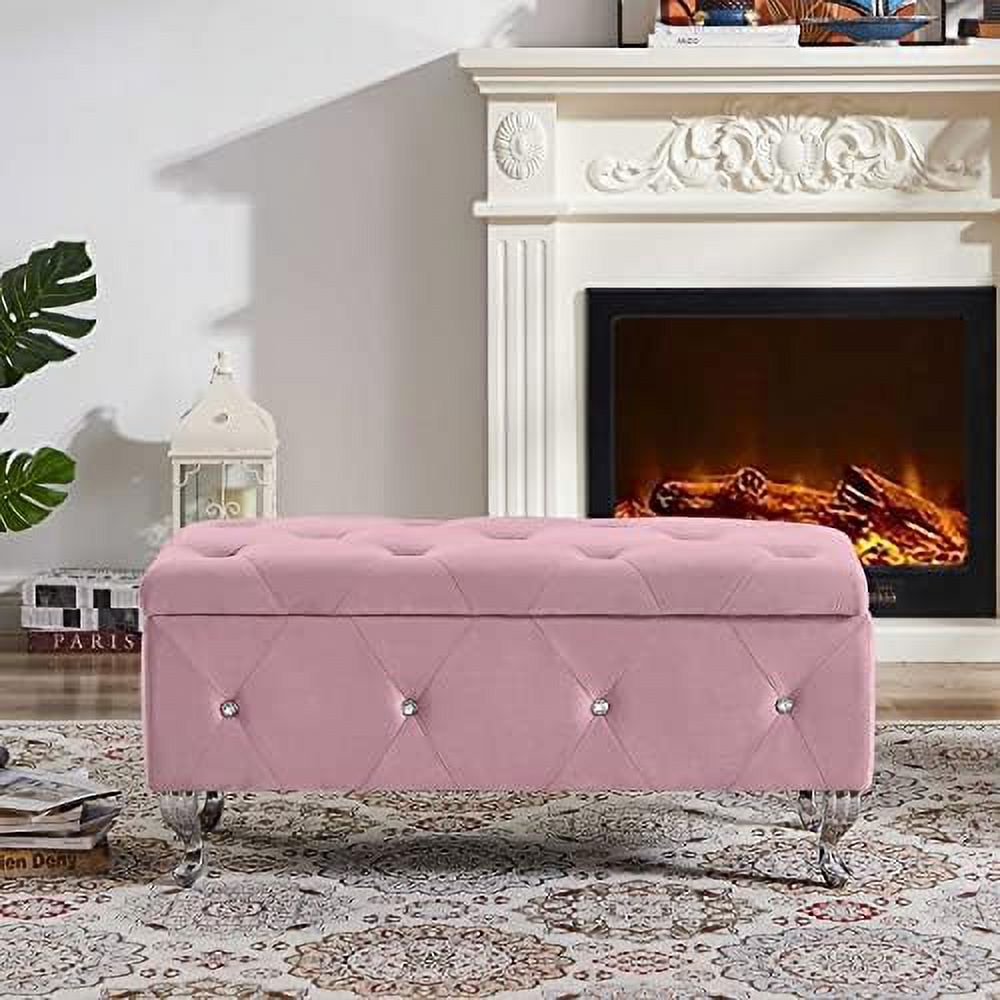 Velvet Ottoman Bench with Safety Hinge K709