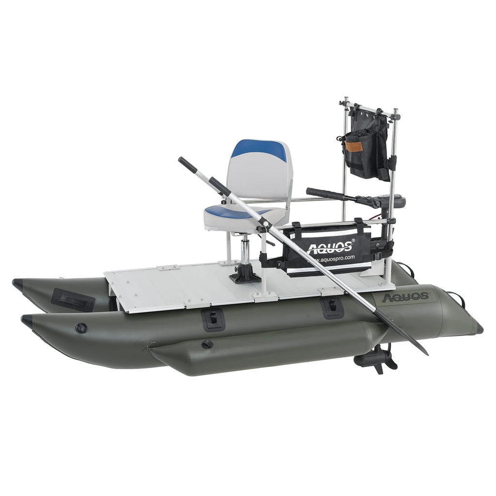 8.8 ft Inflatable Pontoon Boat with Trolling Motor and Foot Control C327