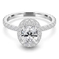 14K White Gold Oval Diamond Halo Engagement Ring R678686