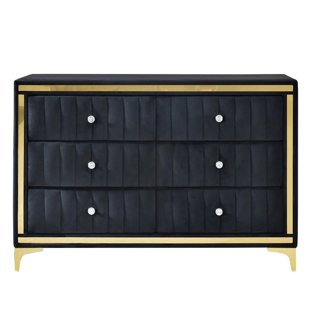 Black Velvet 6 Drawer Dresser C4501