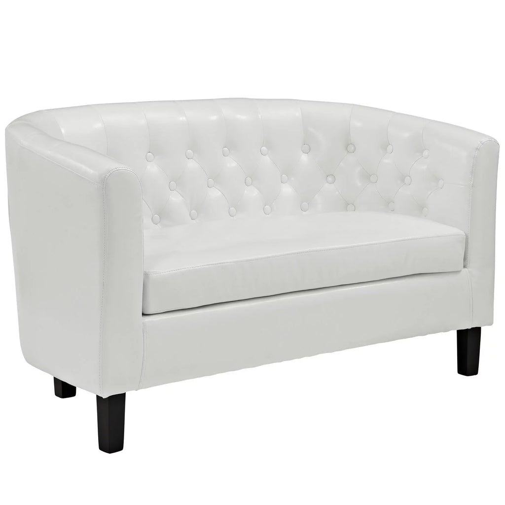 Two Seater Loveseat Sofa White S907168
